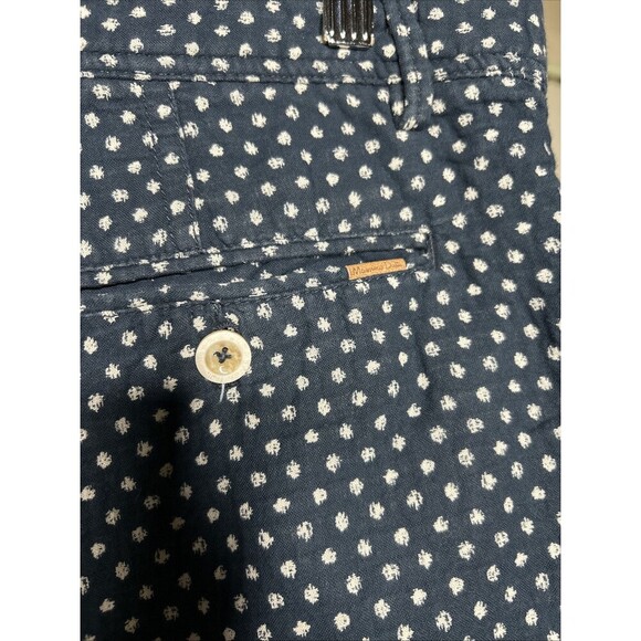 Massimo Dutti Shorts Preppy Flat Front Pockets Navy White Polka Dots Sz 36 - Picture 4 of 8